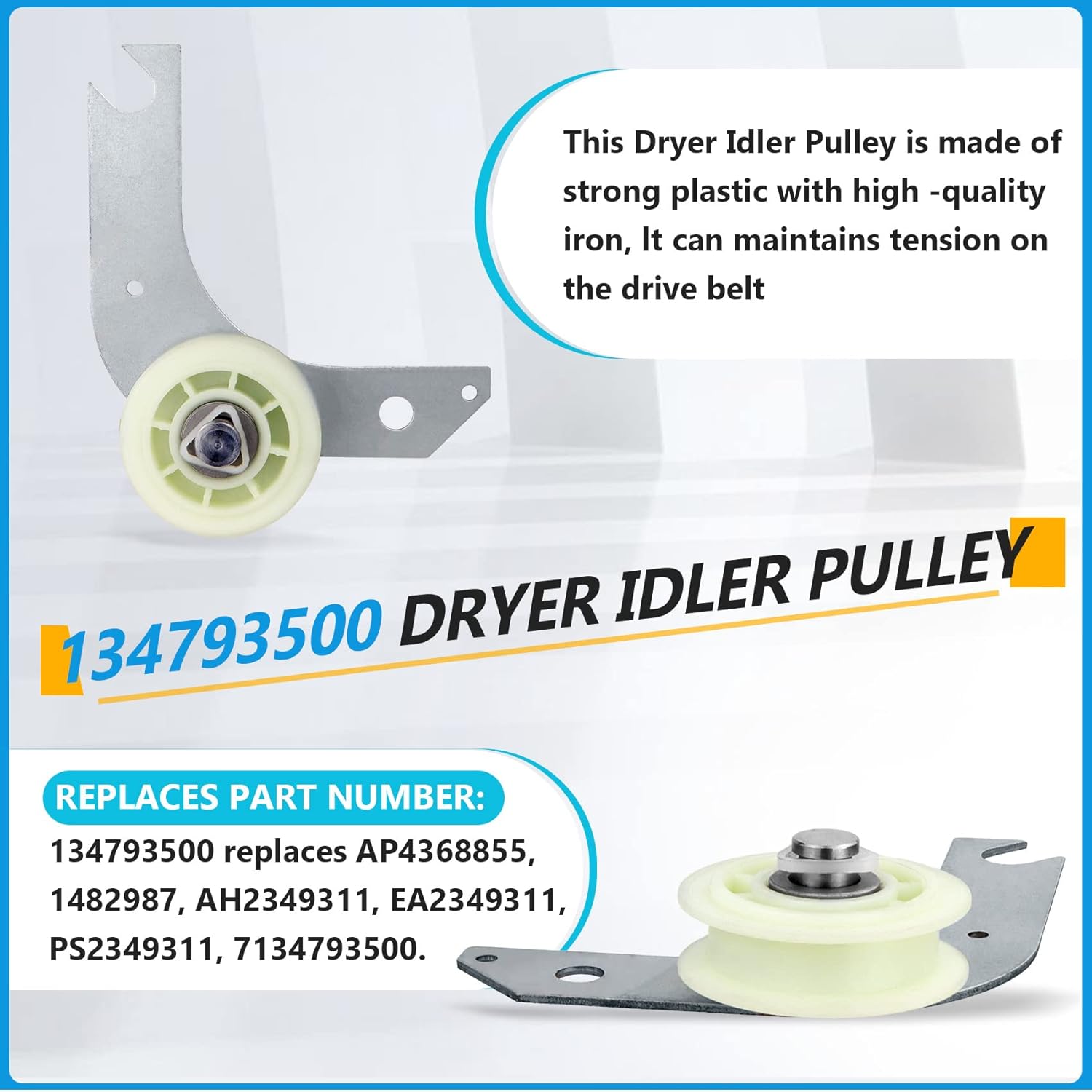 Dryer Repair Kit Compatible With electrolux Dryers Includes 137315300 Dryer Belt(1pc), 134715900 Drum Support Wheel(4pcs) and 134793500 Idler Pulley(1pc), Figure 7 Shows More Compatible Models